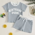 thumbnail image 2 of Ymyiu Boys' Shirt and Short Outfits 2 Pcs Toddler Short Sleeve Outfit Set Soft Breathable Shirt and Shorts for Daily Wear Clothes 12-18 Months (Sky Blue,12-18 Months), 2 of 7