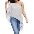 thumbnail image 2 of VBVC Women's One Shoulder Chiffon Split Sleeve Blouse , Ladies' Irregular Hem Flowy Party Top , Elegant Loose Casual Shirts For Women,White,S-2XL, 2 of 9