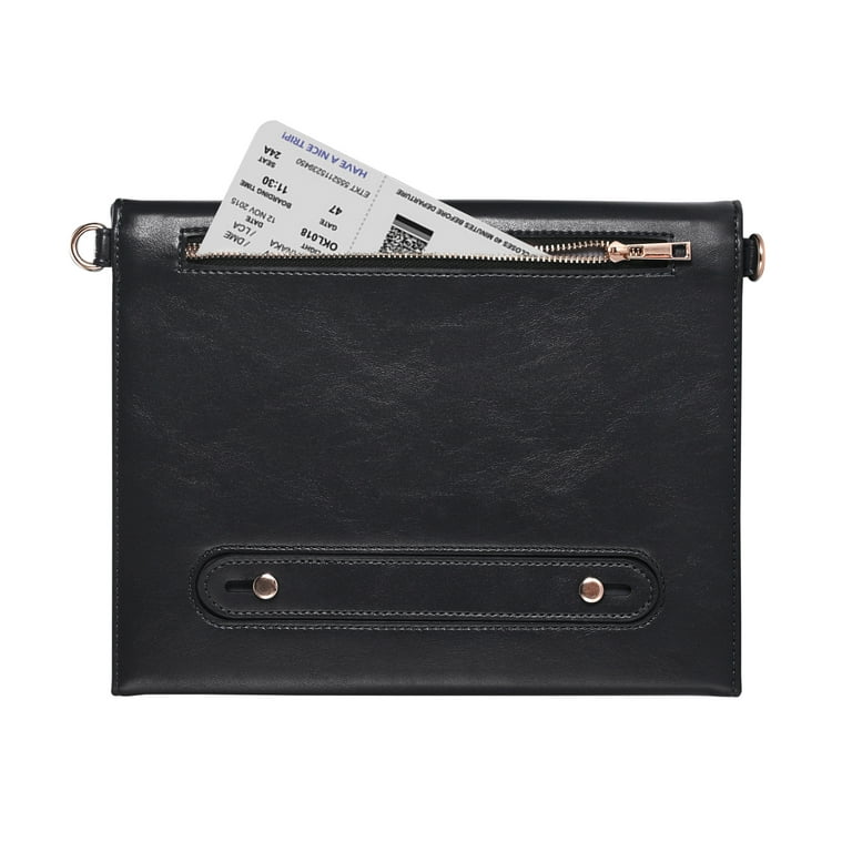 PU Leather Tablet Sleeve for Samsung Tab S7 S8 Zipper Crossbody Bag with Card Slots Detachable Long Shoulder Strap Stand Magnet Anti Drop Protective