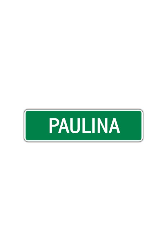 Paulina Girls Children Name Letter Printed Novelty Plaque Decoration Label Indoor Outdoor Unique Wall Aluminum Metal Sign 4"x13.5"