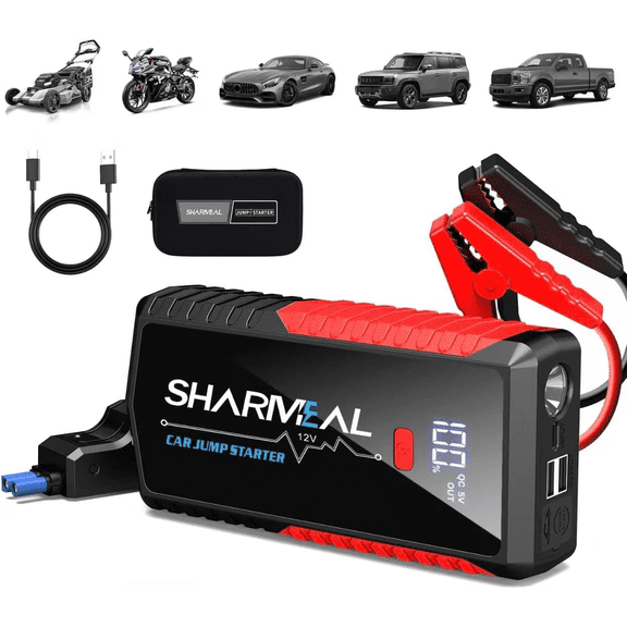 14000A Multi‑Functional Car Jump Starter, 12V Portable Battery Booster Jump Pack, LED Emergency Light, USB & Type‑C