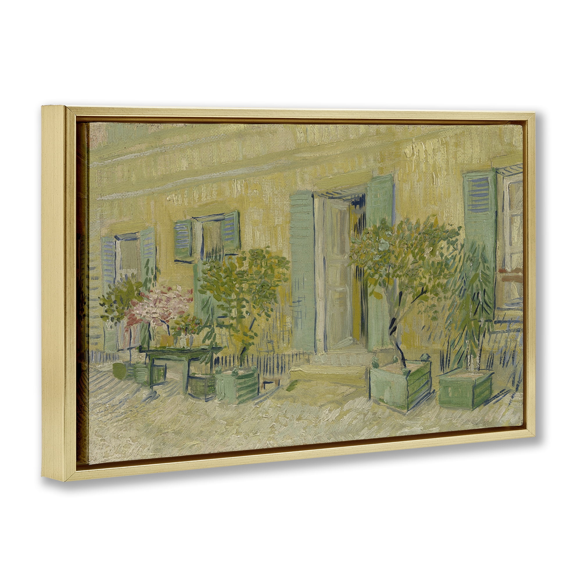 Stupell Industries Van Gogh Classic Restaurant Buildings & Architecture Painting Gold Floater Framed Canvas Art Print Wall Art, 31 x 21