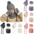 thumbnail image 2 of 2-5 Years Kids Winter Hat Warm Knit Thick Ski Cap with Scarf Gloves Set for Girls Boys, 2 of 2