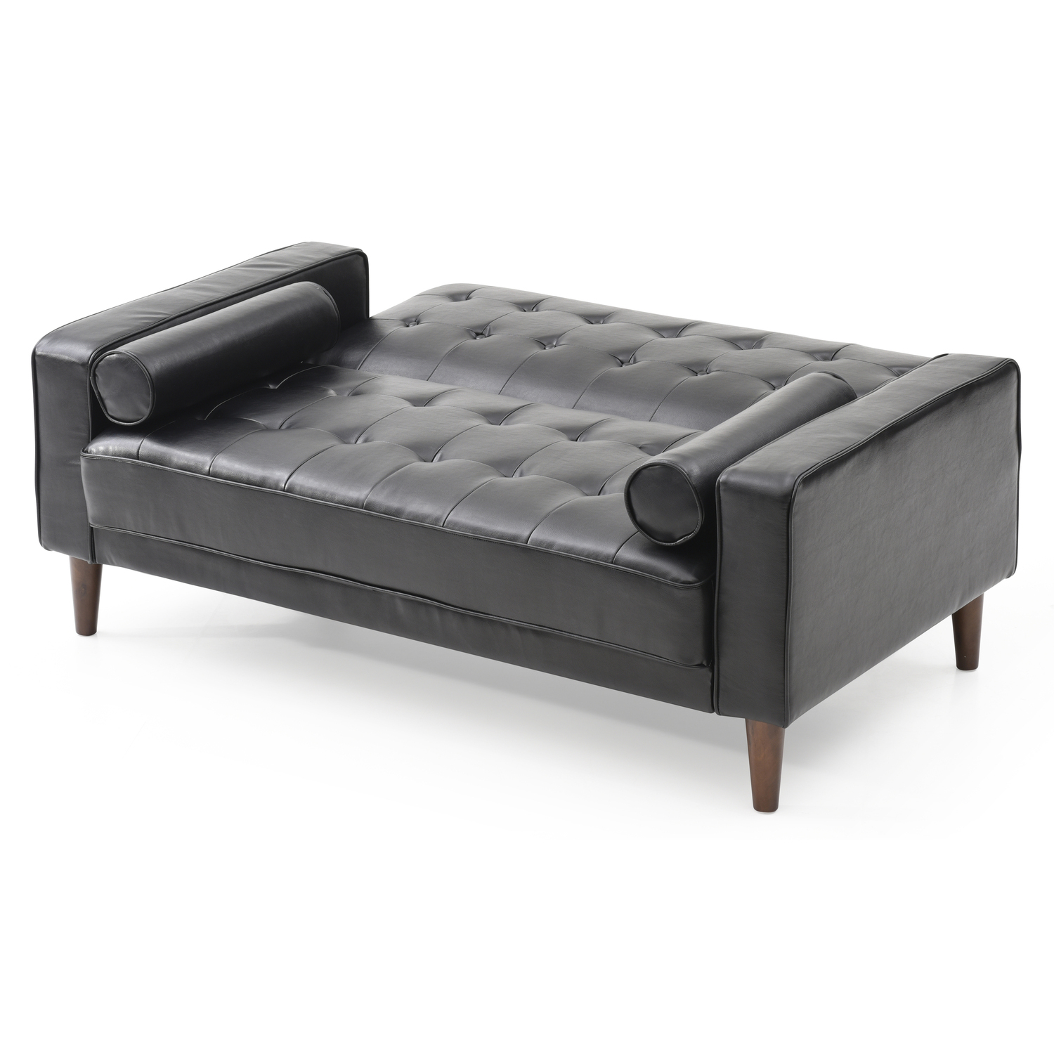 Glory Furniture Andrews Faux Leather Sleeper Loveseat in Black