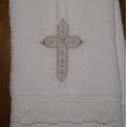 thumbnail image 2 of Baby Baptism Towel with Cross Embroidery and Lace, 2 of 4