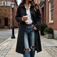 thumbnail image 5 of Women's Plaid Long Trench Jacket Lapel Collar Single Breasted Wool Blend Fall Winter Mid Length Pea Coat with Pockets (2XL, Black), 5 of 6