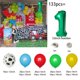 thumbnail image 3 of Kit de arco de guirnalda de globos de látex con estampado de vaca, 132 piezas, color rojo, amarillo y verde, suministros para fiestas de granja, decoración de cumpleaños con animales de granja, 3 of 5