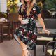 thumbnail image 3 of Balery Skull santa hat Vestidos sueltos de manga corta para mujer, vestidos de verano 2025, vestidos casuales de corte A con vuelo., 3 of 6