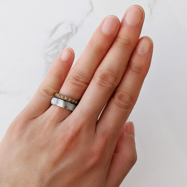 White Marble Breathable Silicone Ring for Men and Women 4mm