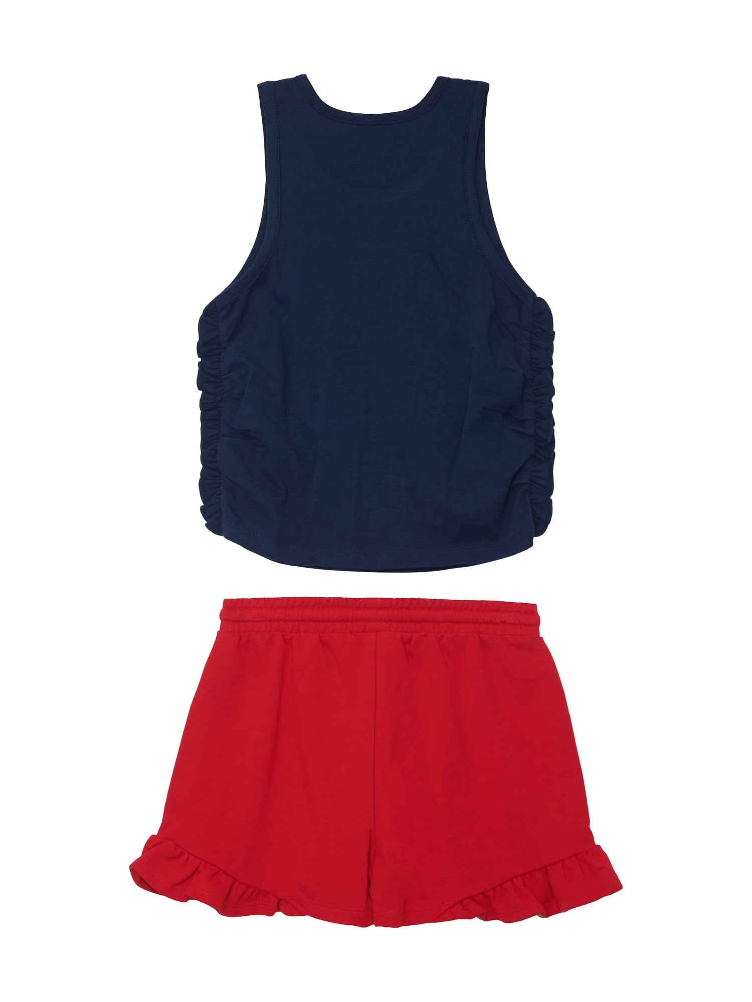 Way to Celebrate Girls Patriotic Americana Cinched Tank and Flutter Short Set, 2-Piece, Sizes 4-18