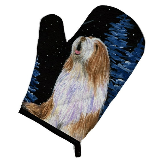 Starry Night Bearded Collie Oven Mitt