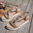 thumbnail image 5 of Platform Espadrilles for Women Bohemia Beaded Sandals Open Toe Wedges Heels Trendy Elastic Band Slingback Beach Shoes White Size 7, 5 of 7