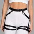 thumbnail image 2 of Women Punk Leather Thigh Harness, Adjustable Buckle Leg Ring Straps, Gothic Body Chain Accessories for Cosplay, Party, Concert & Club Wear One Size, 2 of 4