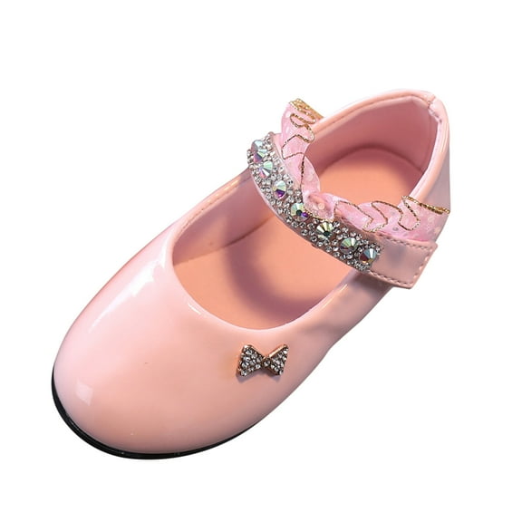 Zwiiyzr Girls Toddler Dress Shoes Flower Princess Mary Low Heels Performance Leather Shoes for Party Wedding (Little/Big Kid) Pink