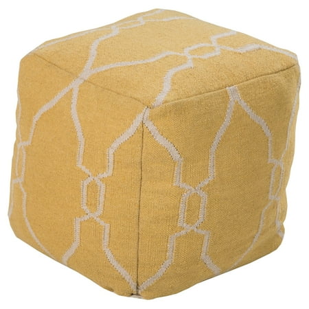 Surya 18 in. Rosenwald Cube Wool Pouf