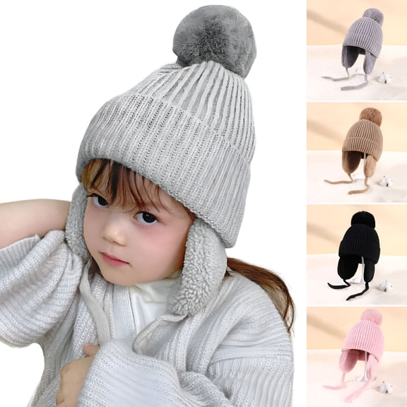TELOLY Baby Beanie Hat Toddler Boy Girl Hat Kids Winter Hat Knit Bean Hat Winter Ear Cup Cap for 1-5 Years Old