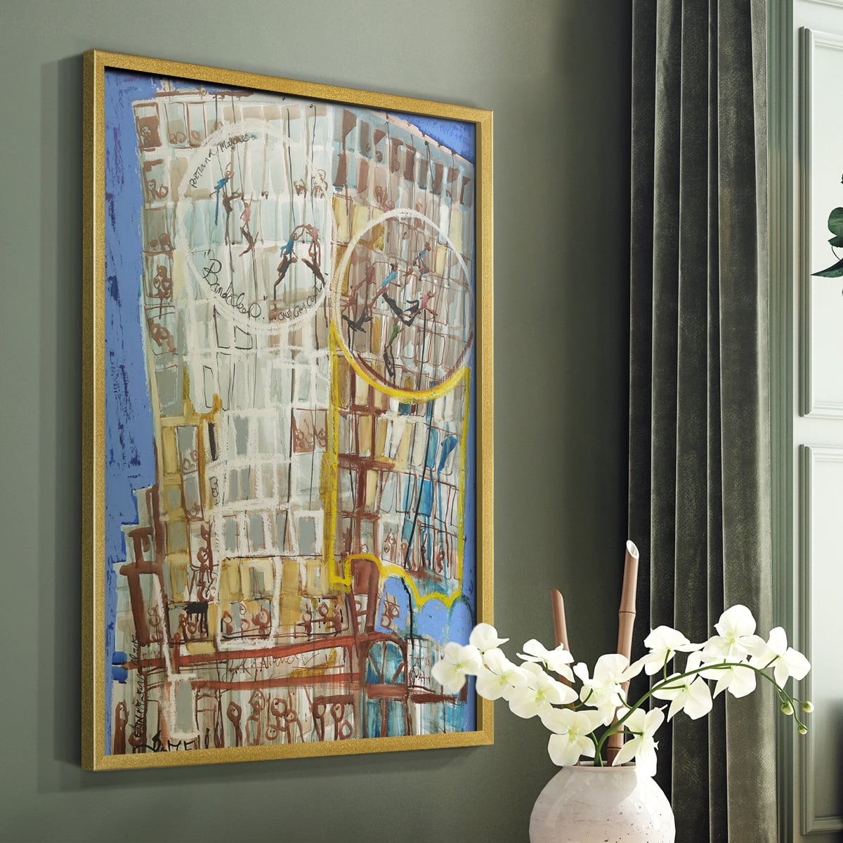 Bandaloo I Framed Print in Gold Solid Wood Framed Print No Nail Hanging