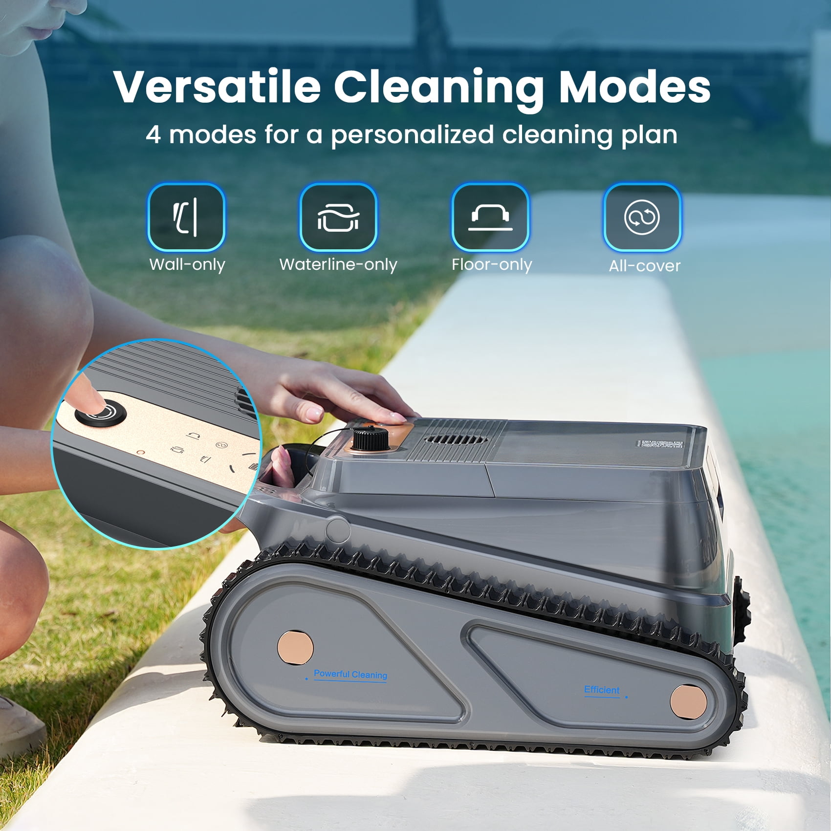 Devoac Robotic Pool Vacuum Cleaner Cordless Wall-Climbing for Above-Ground Pools and In-Ground Pools