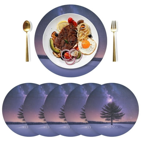 

Round Placemats Plate Mats 15 Inch Non-Slip Heat Resistant Washable PVC Set Table Decoration for Kitchen Dining An Isolated Pine Tree