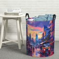 thumbnail image 6 of Honeii Taxi Colorful Town Print Laundry Hamper Basket,Baby Nursery Woven Storage Basket for Toys Bin,Pillows,Blankets,Clothes-, 6 of 6