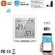 thumbnail image 2 of Termómetro higrómetro inteligente WiFi + sensor de temperatura y humedad Bluetooth con retroiluminación interior/exterior, control de aplicación Tuya (blanco), 2 of 5