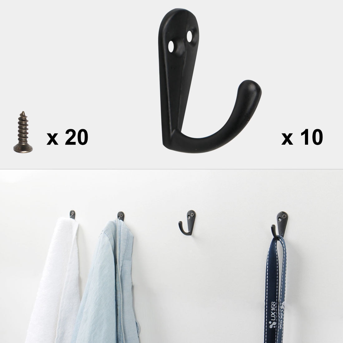 Unique Bargains 10pcs Robe Hook Metal Vintage Design Wall-mounted Hooks for Towel and Keys