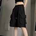 thumbnail image 4 of Sonxahe Little Girls Solid Cargo Shorts Drawstring Pocket Baggy Casual Shorts Hiking Sports Bottoms ,Black, 4 of 5
