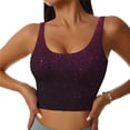 thumbnail image 1 of Fotbe Dark Purple Glitter Sujetador Deportivo Largo sin Aros para Mujer con Almohadillas y Soporte Medio, Transpirable y Absorbente, Camiseta Tipo Chaleco o Tank Top-X-Large, 1 of 8