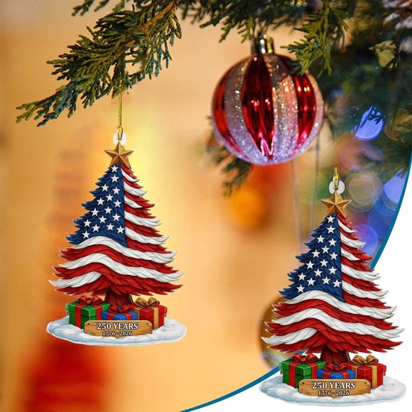 Christmas Decorations Hangs 2D States 250th Anniversary Ornament 250th Anniversary USA Christmas Tree Ornament 250 Patriotic American Flag Christmas Ornaments For US home pendant