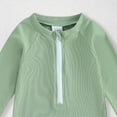 thumbnail image 5 of HCNTES Baby/Toddler Boys One Piece Swimsuit Summer Long Sleeve Zipper Bathing Suit Infant Beach Rash Guard(Light Green,3-4 Y), 5 of 5