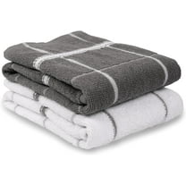 MALLOWEX Terry Kitchen Towels Set of 2 | Dish Towels 16 x 26 Inches | Super Soft and Absorbent Dish Towels |100% Cotton Dish Rags for Drying Dishes | Quick Drying Kitchen Hand Towels | Light Grey