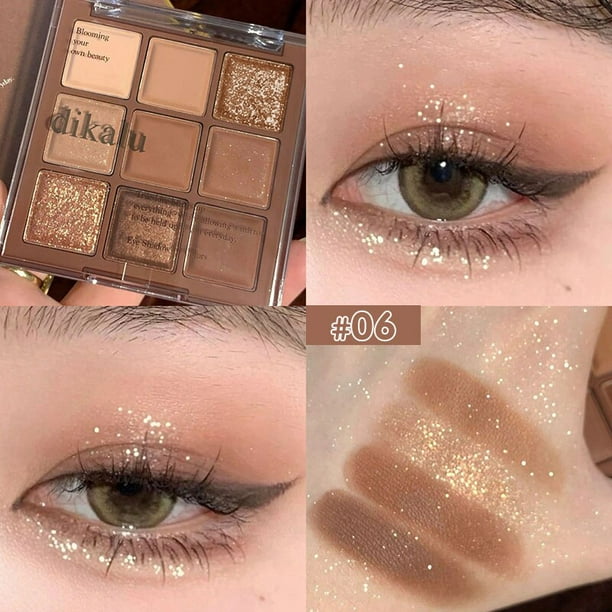 Paleta de sombras de ojos nacaradas, 9 colores, mate, Color tierra, lentejuelas brillantes, pigmentos de sombra de ojos, maquillaje de Ojos de larga duración qym unisex
