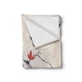 thumbnail image 2 of Japanese Soft Flannel Fleece Blanket, Cherry Blossom Sakura Tree Branches Romantic Spring Themed Watercolor Picture, Cozy Plush for Indoor and Outdoor Use, 50" x 70", Black and Coral, by Ambesonne, 2 of 6