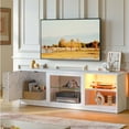 thumbnail image 1 of Pinmoco Meuble Télé 63 Po DEL pour Téléviseurs 70/55/65 Po, Console Télé Blanche avec Rangement pour Salon, PS5, 1 of 6