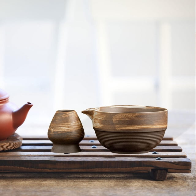 2pcs matcha set tradicional japonés japonés tazón con bateador con soporte de té multipropósito para batir para principiantes familiares