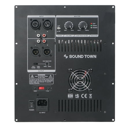 Sound Town Class-D Plate Amplifier for PA DJ Subwoofer Cabinets, 700W RMS, w/LPF (STPAS-800D)