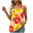 thumbnail image 2 of Tank Tops for Women Sleeveless Square Collar Floral Print Casual Loose T-shirt Yellow S, 2 of 5