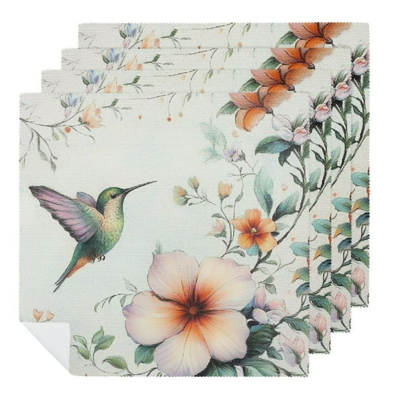 Heduofu Flower Bird Print Cloth Napkins, Napkins Cloth Spring Color, Washable Napkins for Dinner Table Kitchen Party, Wedding, Camping