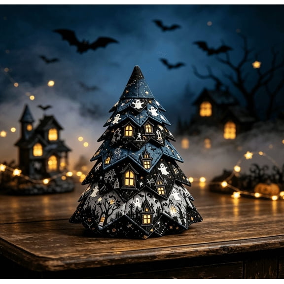DIY Halloween Quilted Fabric Tree Kit, 2026 Seasonal Home Decor,Halloween Decorations, 3D Stuffed Patchwork Craft, With Detailed Instructions for New Sewing Enthusiasts