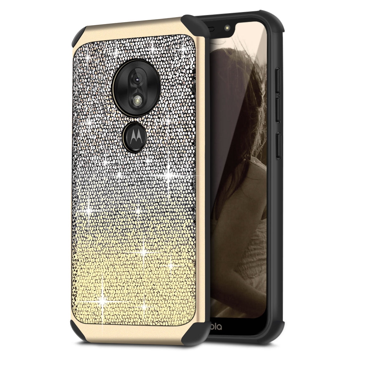 Moto G7 Play/Optimo Case, Cellularvilla Hybrid Shiny Sparkle Luxury