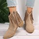 thumbnail image 2 of NECHOLOGY Botas Mujer Adulto Femenino Zapatos Botines mujer Nuevas botas de gamuza con borlas Vintage, botas de tacón grueso y puntiagudo para mujer, botas vaqueras occidentales finas (Khaki, 6.5), 2 of 7