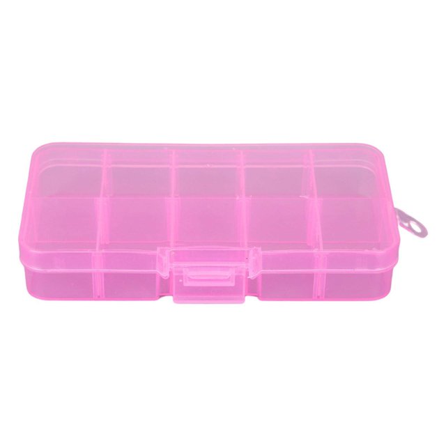 justharion 10 Grid Plastic Jewelry Removable Storage Box Beads Earring Container Pink