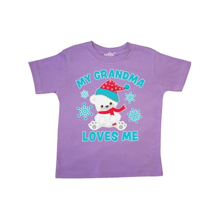 

Inktastic Polar Bear My Grandma Loves Me in Santa Hat with Snowflakes Gift Toddler Boy or Toddler Girl T-Shirt