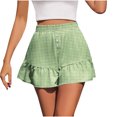thumbnail image 2 of Bzhegqhd Women's Summer Solid Color High Waisted Shorts with Floral Pleated Hem Casual Shorts, 2 of 7