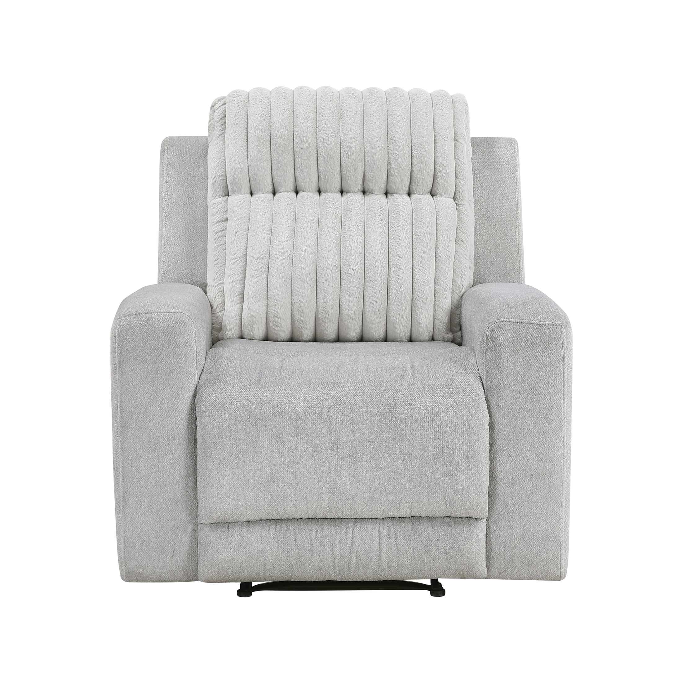 OakvillePark Emberlake Textured Microfiber and Corduroy Manual Reclining Chair, Light Gray