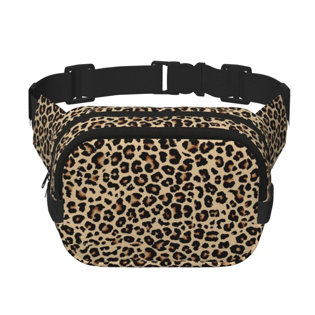 Fotbe Leopard Print-1 Cangurera Cuadrada con Estampado de Doble Capa, Bolsa de Cintura Ajustable Mini para Hombres y Mujeres