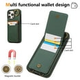 thumbnail image 2 of Wallet Back Case for iPhone 13 Pro with Wrist Strap, Stylish Magnetic Card Holder Finger Ring Kickstand PU Leather Lanyard Shockproof Slim Phone Case Cover for iPhone 13 Pro, Green, 2 of 9