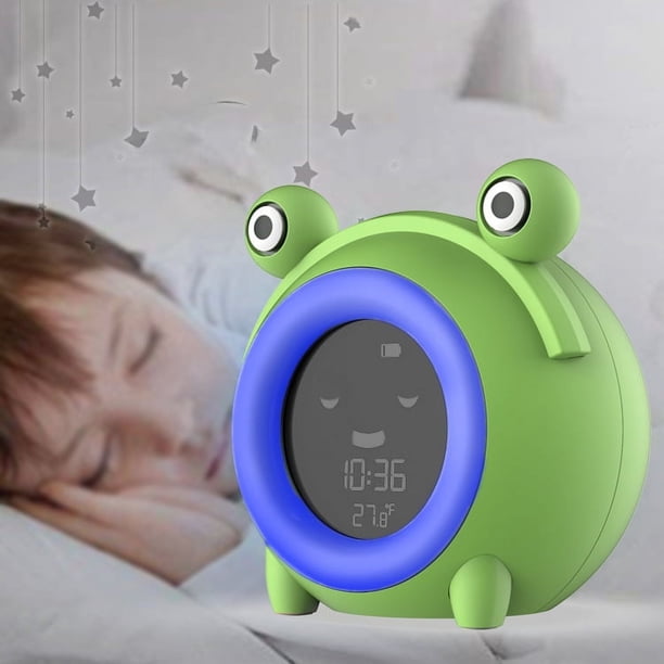 Reloj despertador creativo con forma de rana de dibujos animados para niños, reloj despertador para entrenar el sueño con luz nocturna, fuente de alimentación USB, reloj despertador inteligente LCD