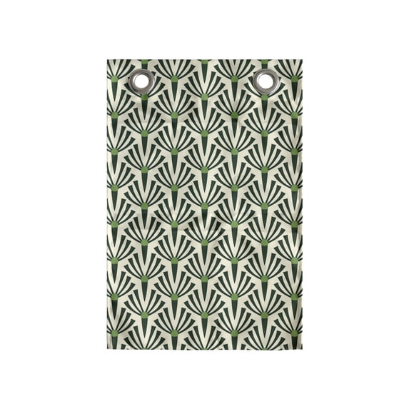 Art Hanging Pocket Organizer, Art Deco Inspired Abstract Botanical Ornaments Repetitive Print, Printed Polyester Storage Bag with Pockets, 14" x 20", Fern Green Hunter Green