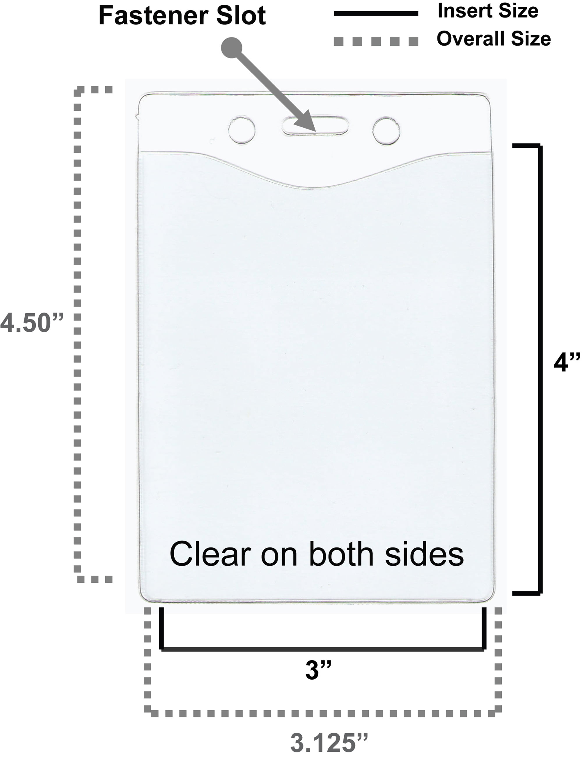 100pcs - 4" X 3" Vertical Clear Vinyl ID Badge Holder Plastic Sleeve Name Badges to Hold ID Badges / Cards